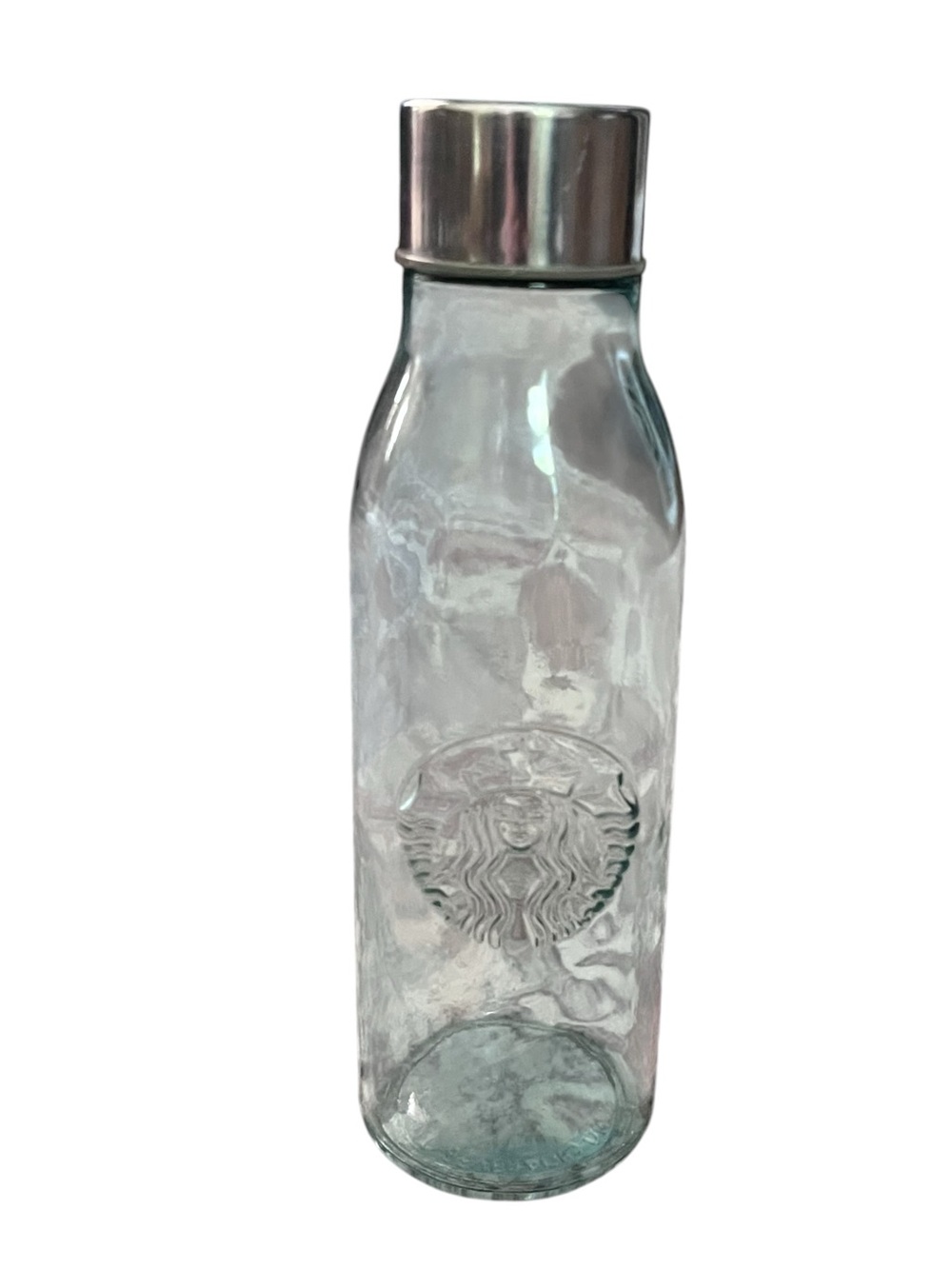 Starbucks Blue Green Recycled Glass Water Bottle 20 oz RARE Limited Edition